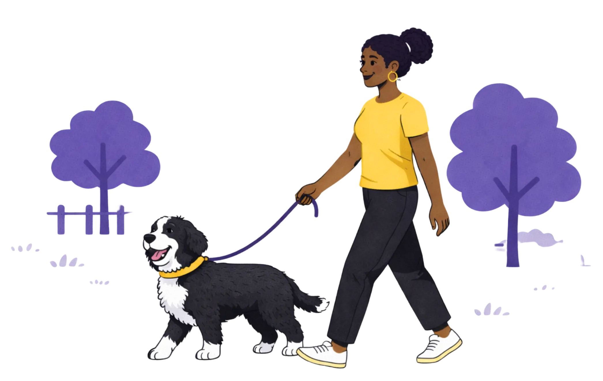 Enjoying a walk with a dog