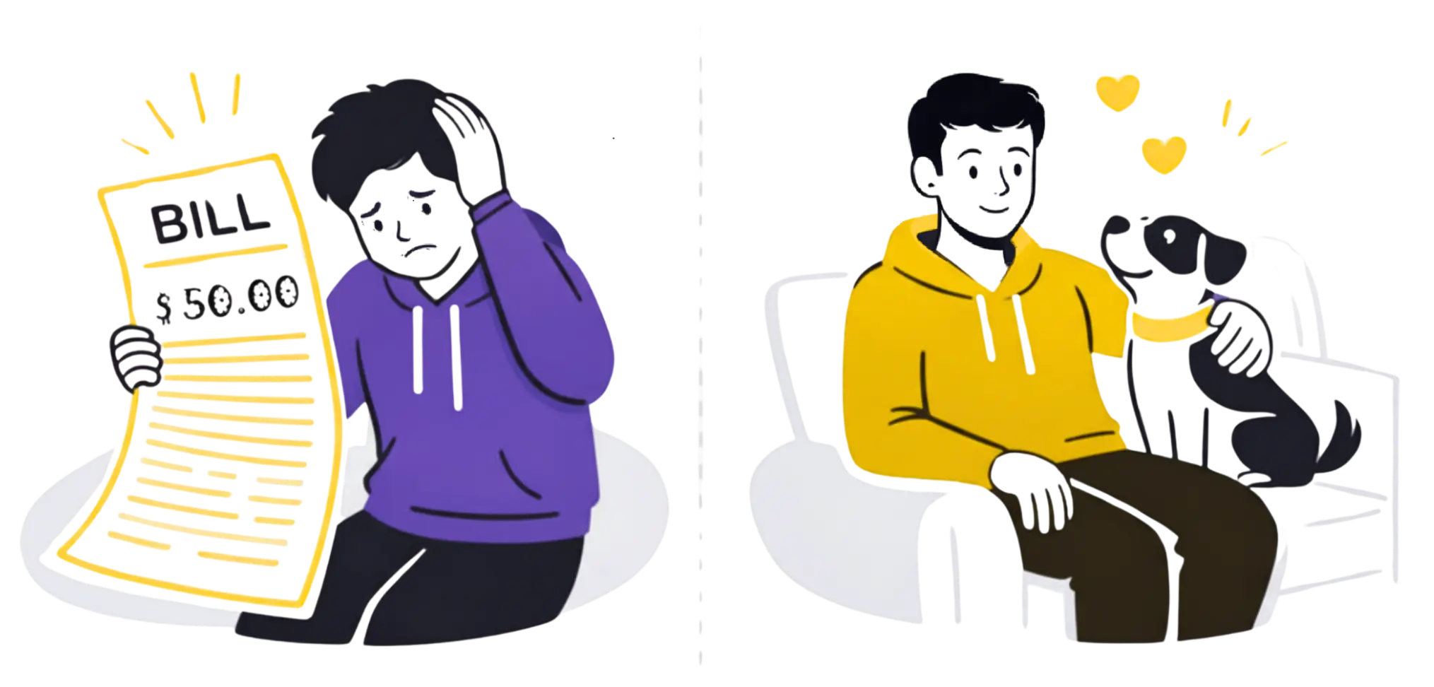 Illustration representing affordable community-based pet care