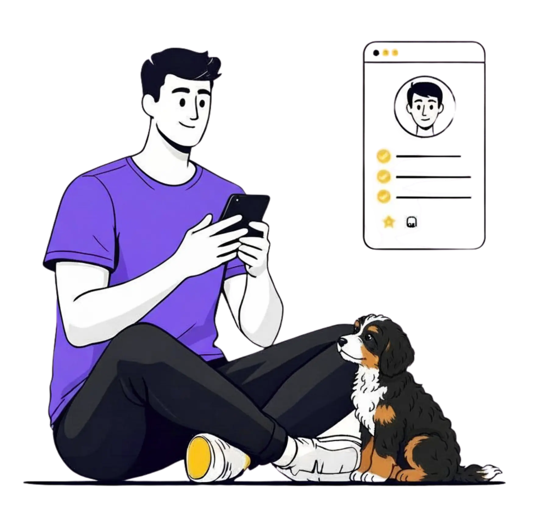 Person creating a profile on a phone